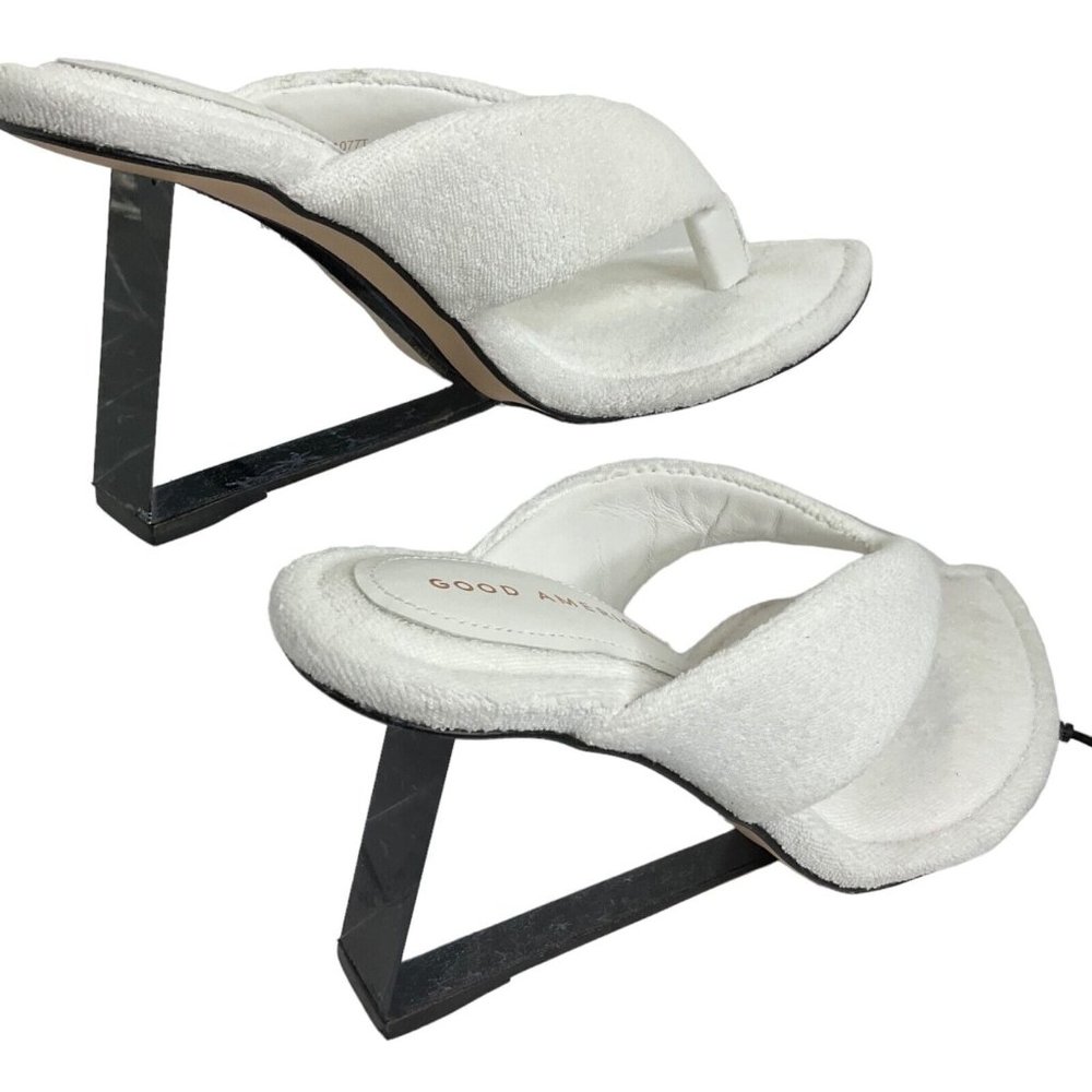 Good American Heels Womens Sz 7.5 Whte Terry Cinder F*cking Rella Wedge $260 Nwb - Picture 2 of 12